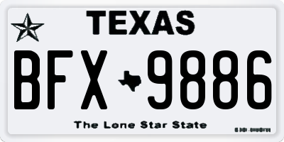 TX license plate BFX9886
