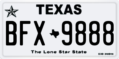 TX license plate BFX9888