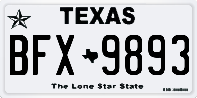 TX license plate BFX9893
