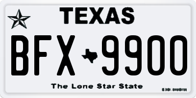 TX license plate BFX9900