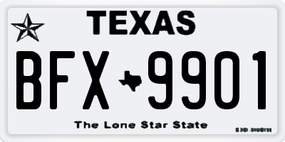 TX license plate BFX9901