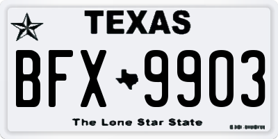 TX license plate BFX9903