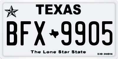 TX license plate BFX9905