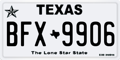TX license plate BFX9906