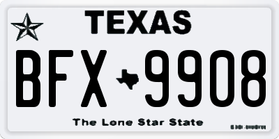 TX license plate BFX9908