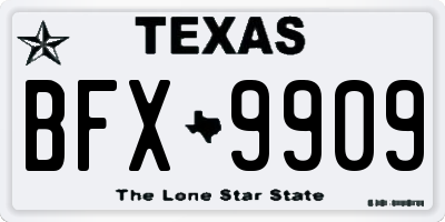 TX license plate BFX9909