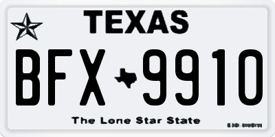 TX license plate BFX9910