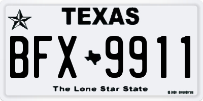 TX license plate BFX9911