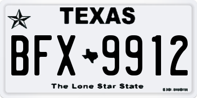 TX license plate BFX9912
