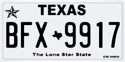TX license plate BFX9917