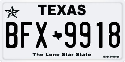 TX license plate BFX9918