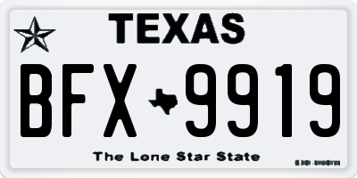 TX license plate BFX9919
