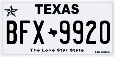 TX license plate BFX9920