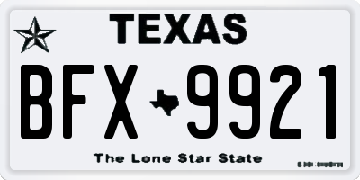 TX license plate BFX9921