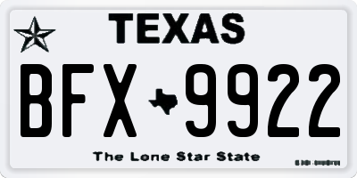 TX license plate BFX9922