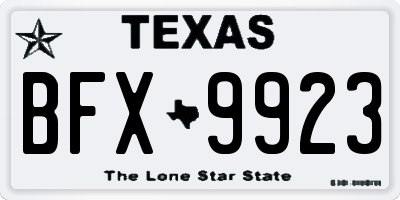 TX license plate BFX9923