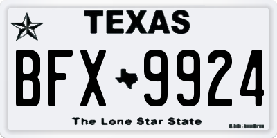 TX license plate BFX9924