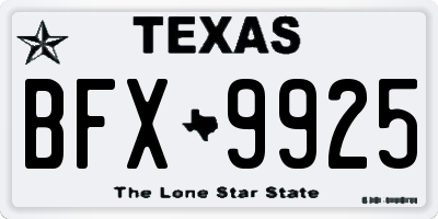 TX license plate BFX9925