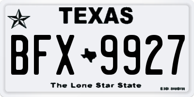 TX license plate BFX9927