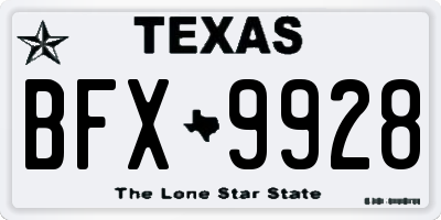 TX license plate BFX9928