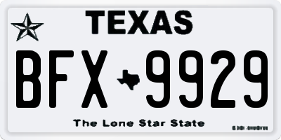 TX license plate BFX9929