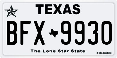 TX license plate BFX9930