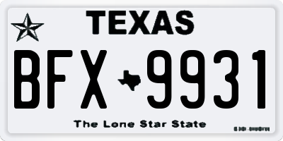 TX license plate BFX9931