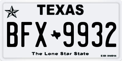 TX license plate BFX9932
