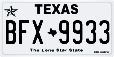 TX license plate BFX9933