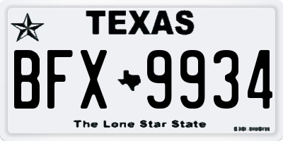 TX license plate BFX9934