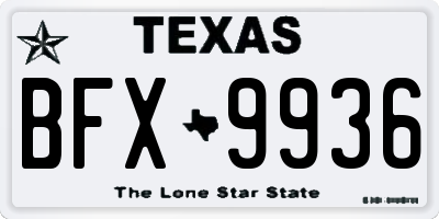 TX license plate BFX9936