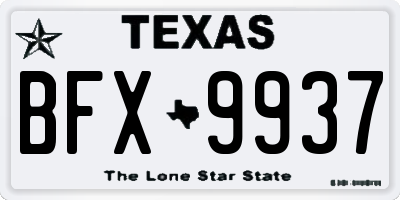 TX license plate BFX9937