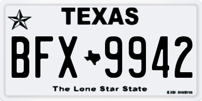TX license plate BFX9942