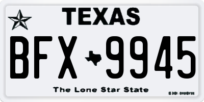 TX license plate BFX9945