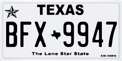 TX license plate BFX9947