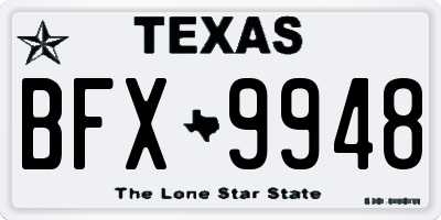 TX license plate BFX9948