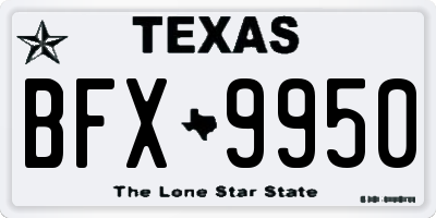 TX license plate BFX9950