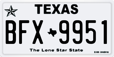 TX license plate BFX9951