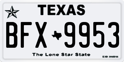 TX license plate BFX9953