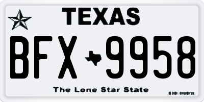 TX license plate BFX9958