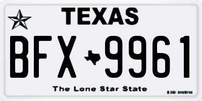 TX license plate BFX9961