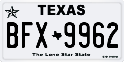 TX license plate BFX9962