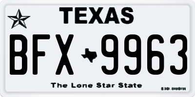 TX license plate BFX9963