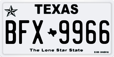 TX license plate BFX9966