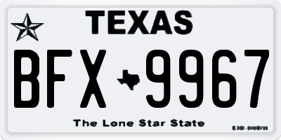 TX license plate BFX9967