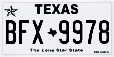 TX license plate BFX9978