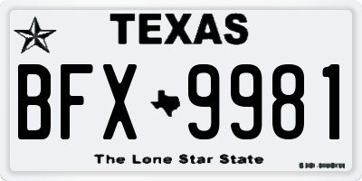 TX license plate BFX9981
