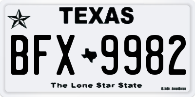TX license plate BFX9982