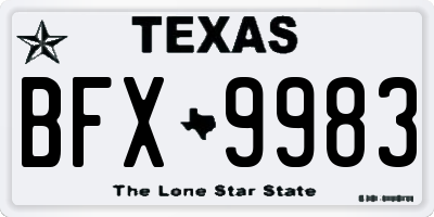 TX license plate BFX9983