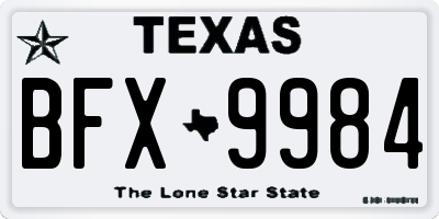 TX license plate BFX9984